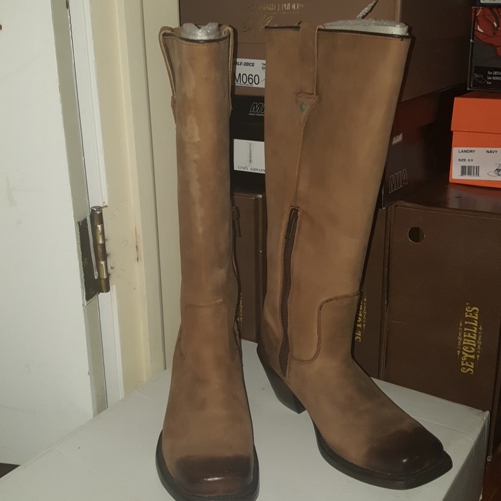 John Fluevog Tan-Brown Ombre Toe "You're Ok" Boot